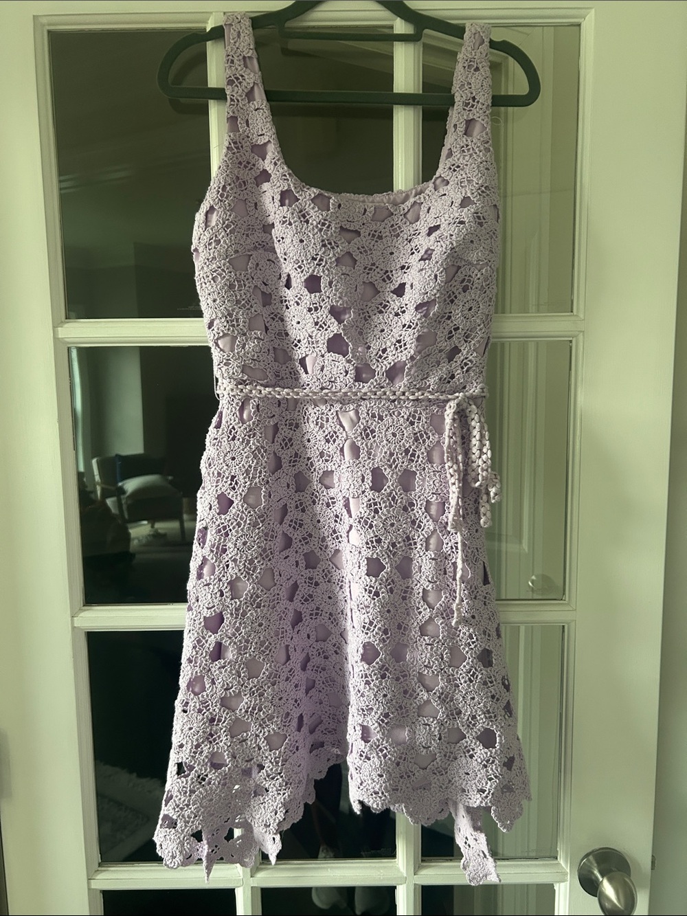 Just Me Lilac Crochet Mini Dress